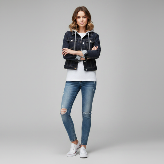Denim Jacket with Removable Hood | Women's Jacket