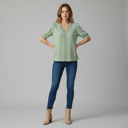 Elegant Puff Sleeve Blouse | Women's Summer Top Plus Size