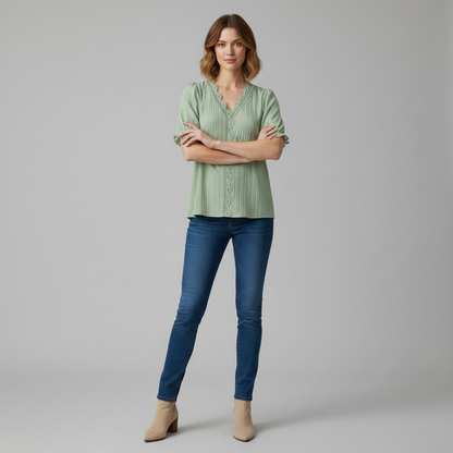 Elegant Puff Sleeve Blouse | Women's Summer Top Plus Size