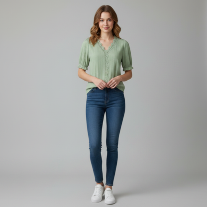 Elegant Puff Sleeve Blouse | Women's Summer Top Plus Size
