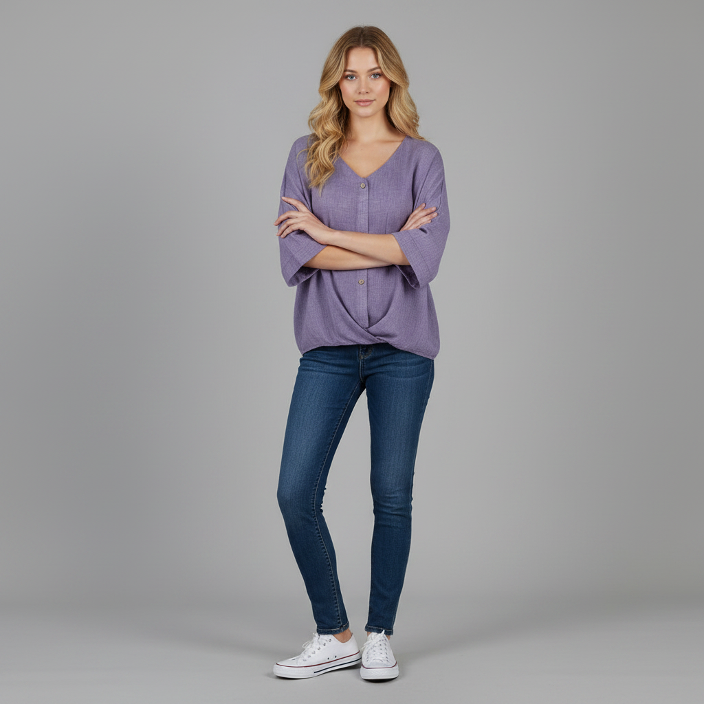 Elegant V-Neck Blouse | Women's Long Sleeve Top