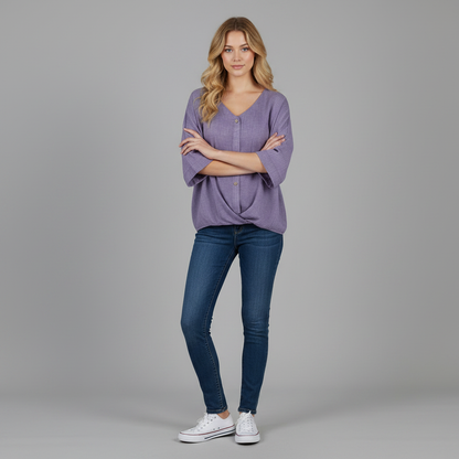 Elegant V-Neck Blouse | Women's Long Sleeve Top