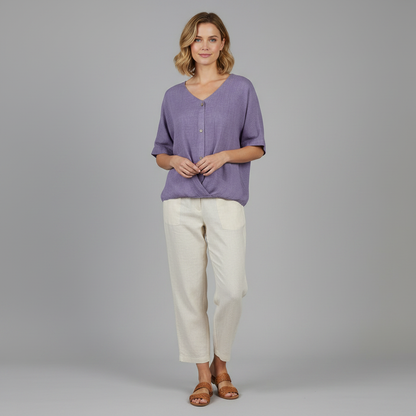 Elegant V-Neck Blouse | Women's Long Sleeve Top