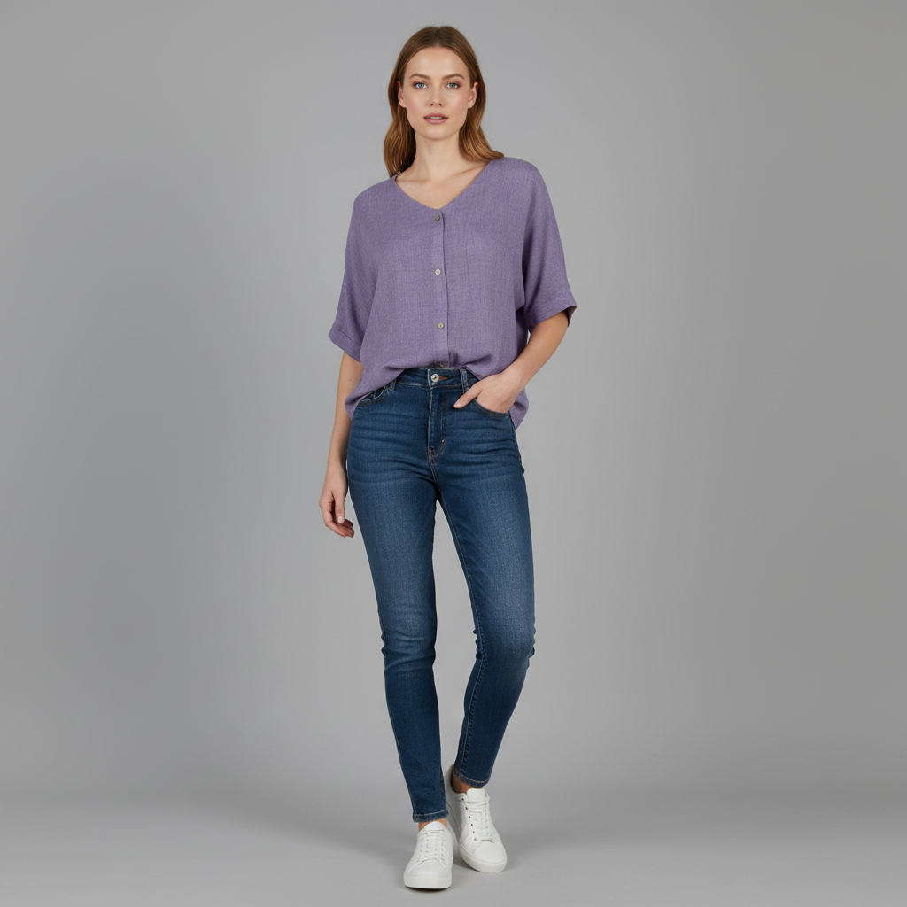 Elegant V-Neck Blouse | Women's Long Sleeve Top