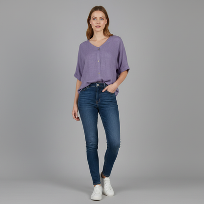 Elegant V-Neck Blouse | Women's Long Sleeve Top